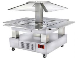 Ilot buffet chauffant bain marie GN1/1 bois Blanc