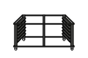 Support avec glissières porte-plateaux + roulettes