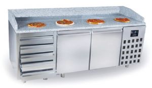 TABLE PRÉP POUR PIZZA 2 PORTES ET 5 TIROIRS